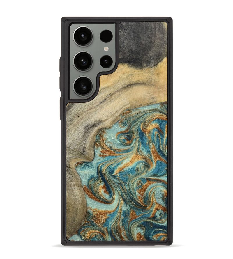Galaxy S23 Ultra Wood Phone Case - Clayton (Teal & Gold, 798656)