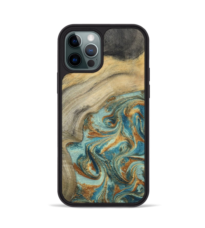 iPhone 12 Pro Wood Phone Case - Clayton (Teal & Gold, 798656)