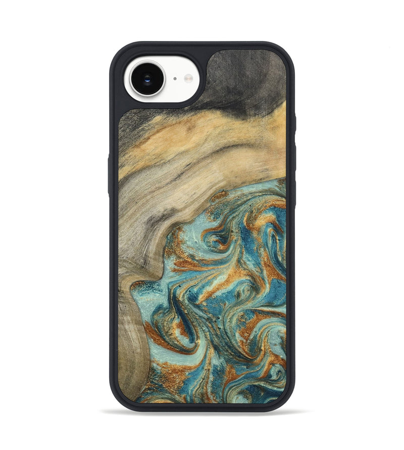 iPhone 16e Wood Phone Case - Clayton (Teal & Gold, 798656)