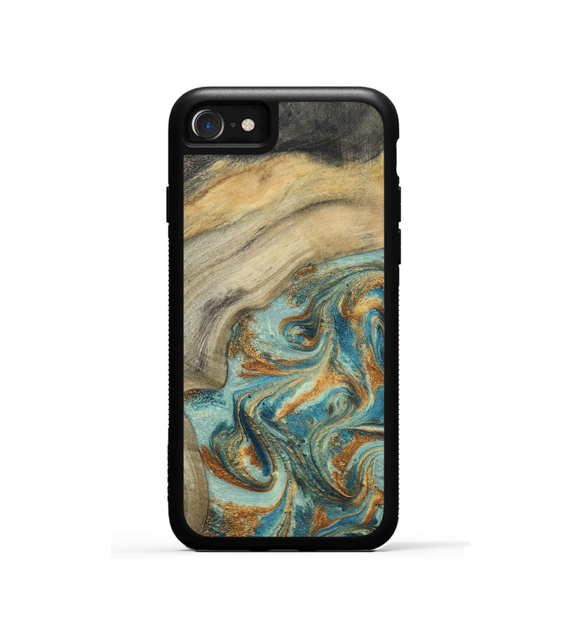 iPhone SE Wood Phone Case - Clayton (Teal & Gold, 798656)
