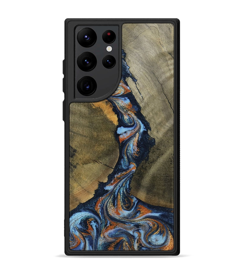 Galaxy S22 Ultra Wood Phone Case - Aleta (Teal & Gold, 798657)