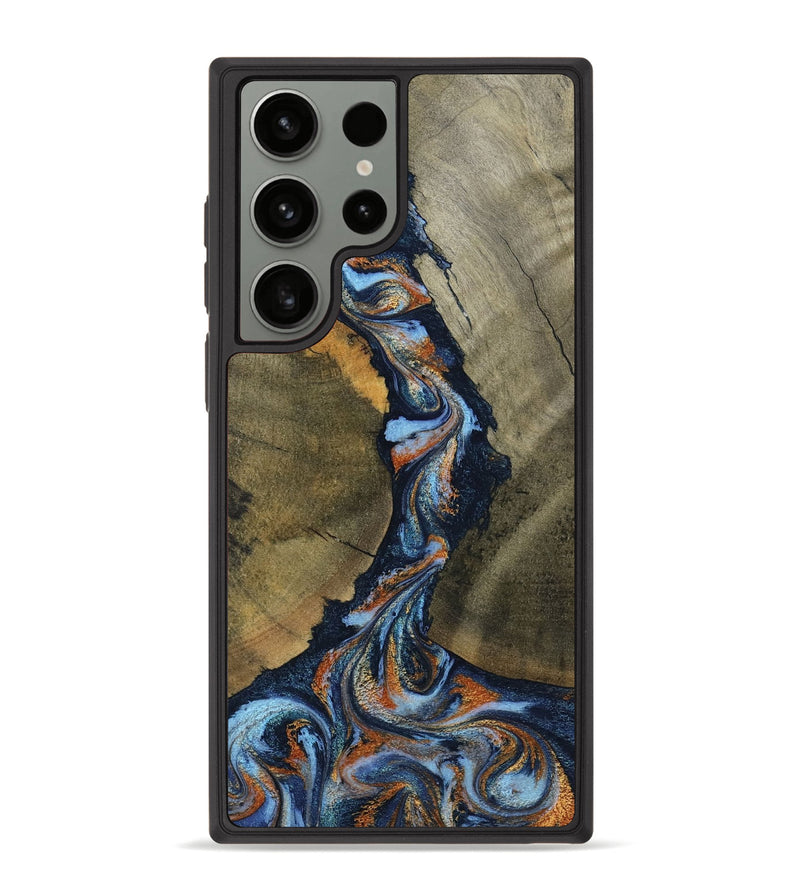 Galaxy S23 Ultra Wood Phone Case - Aleta (Teal & Gold, 798657)