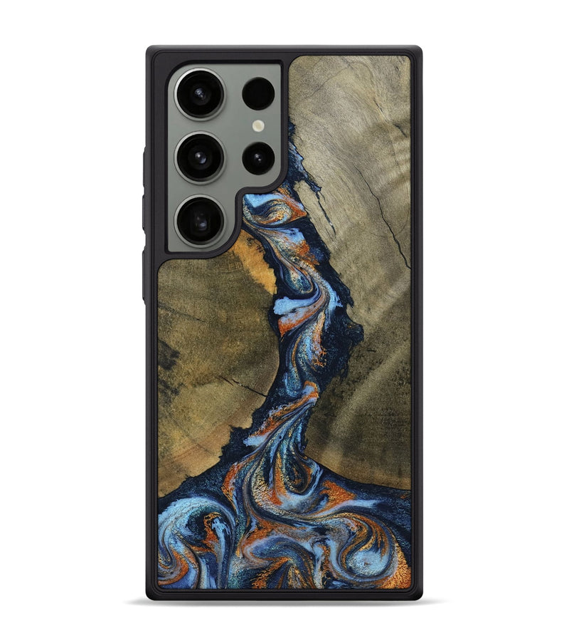 Galaxy S24 Ultra Wood Phone Case - Aleta (Teal & Gold, 798657)