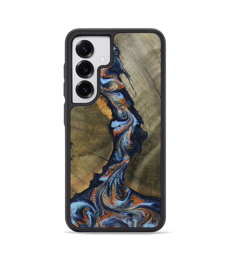 Galaxy S25 Wood Phone Case - Aleta (Teal & Gold, 798657)