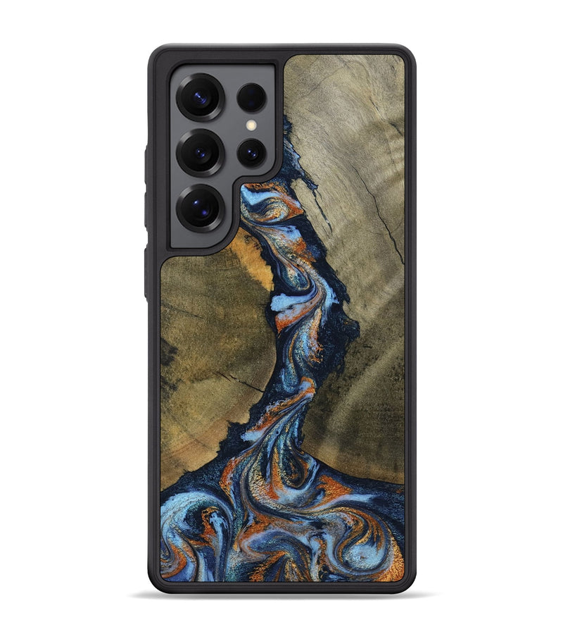 Galaxy S25 Ultra Wood Phone Case - Aleta (Teal & Gold, 798657)