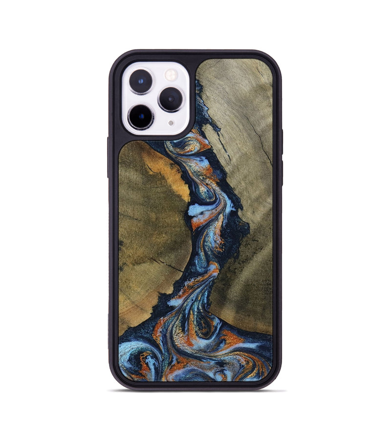 iPhone 11 Pro Wood Phone Case - Aleta (Teal & Gold, 798657)