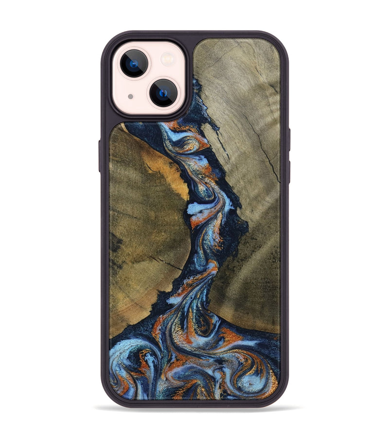 iPhone 14 Plus Wood Phone Case - Aleta (Teal & Gold, 798657)