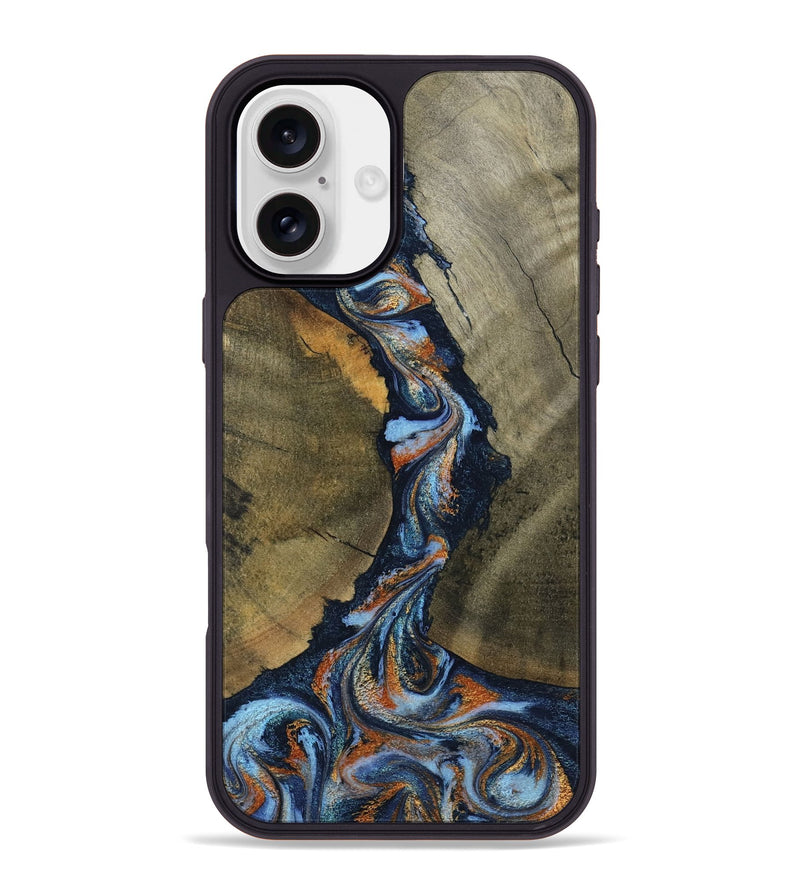iPhone 16 Plus Wood Phone Case - Aleta (Teal & Gold, 798657)