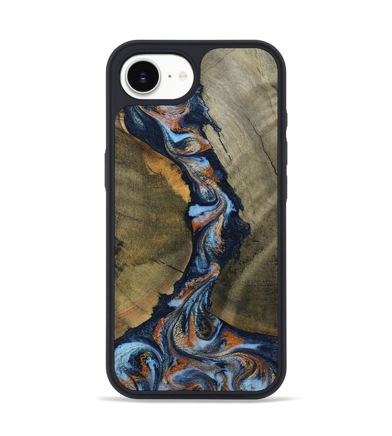 iPhone 16e Wood Phone Case - Aleta (Teal & Gold, 798657)