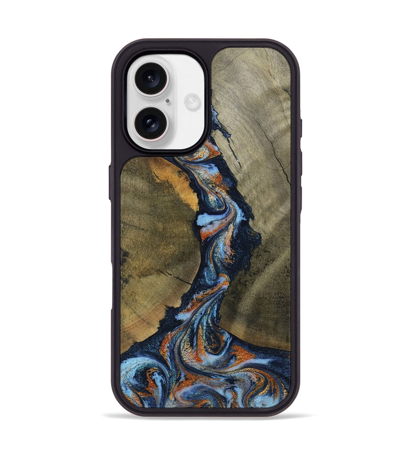 iPhone 17 Wood Phone Case - Aleta (Teal & Gold, 798657)