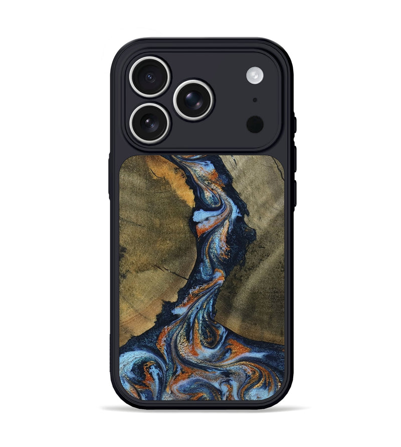 iPhone 17 Pro Wood Phone Case - Aleta (Teal & Gold, 798657)