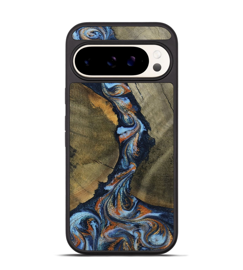 Pixel 9 Pro Wood Phone Case - Aleta (Teal & Gold, 798657)