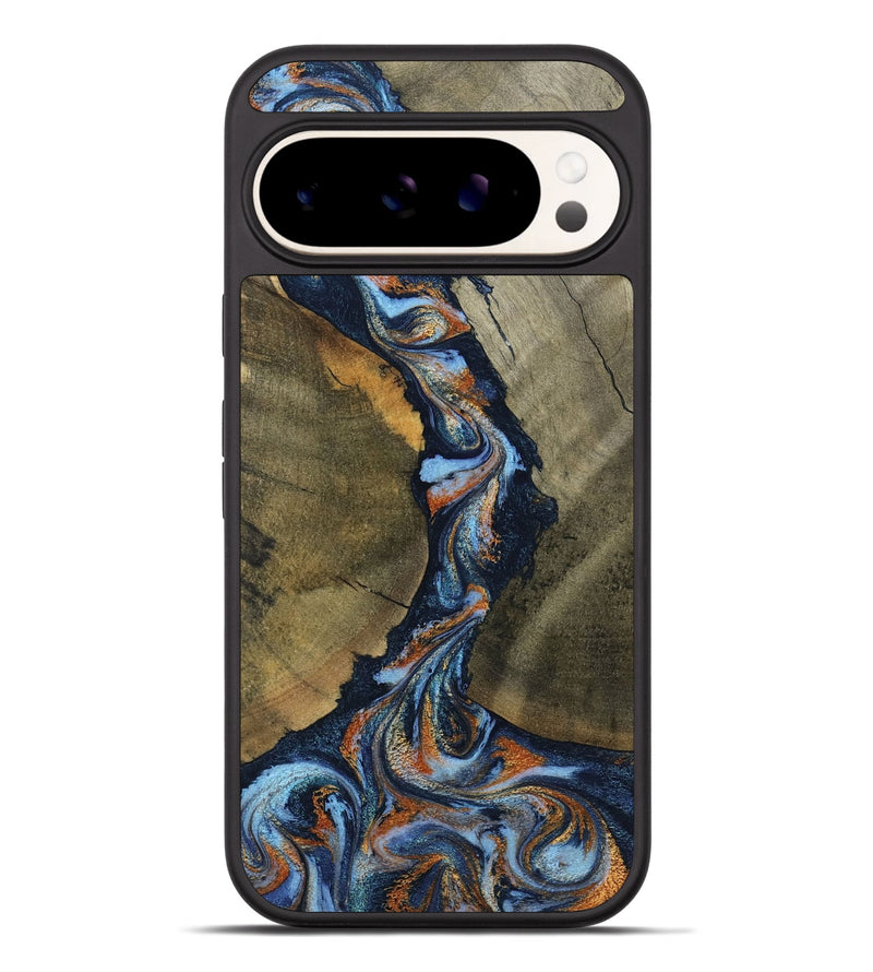 Pixel 9 Pro XL Wood Phone Case - Aleta (Teal & Gold, 798657)