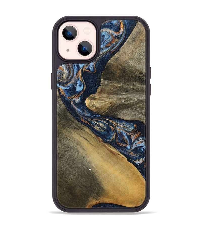 iPhone 14 Plus Wood Phone Case - Julien (Teal & Gold, 798658)