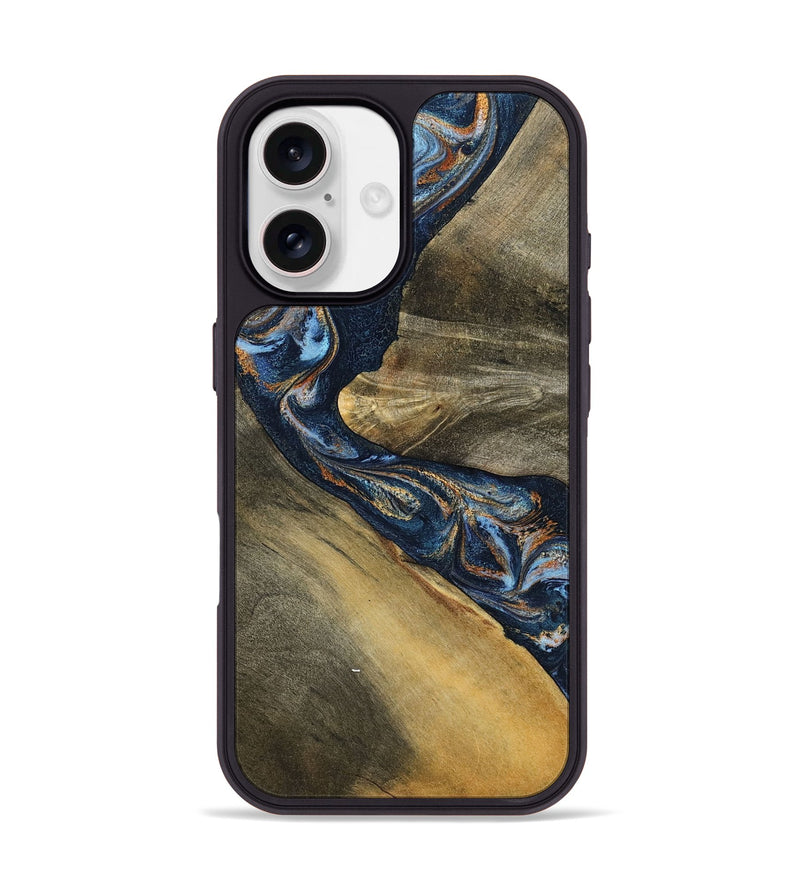 iPhone 17 Wood Phone Case - Julien (Teal & Gold, 798658)