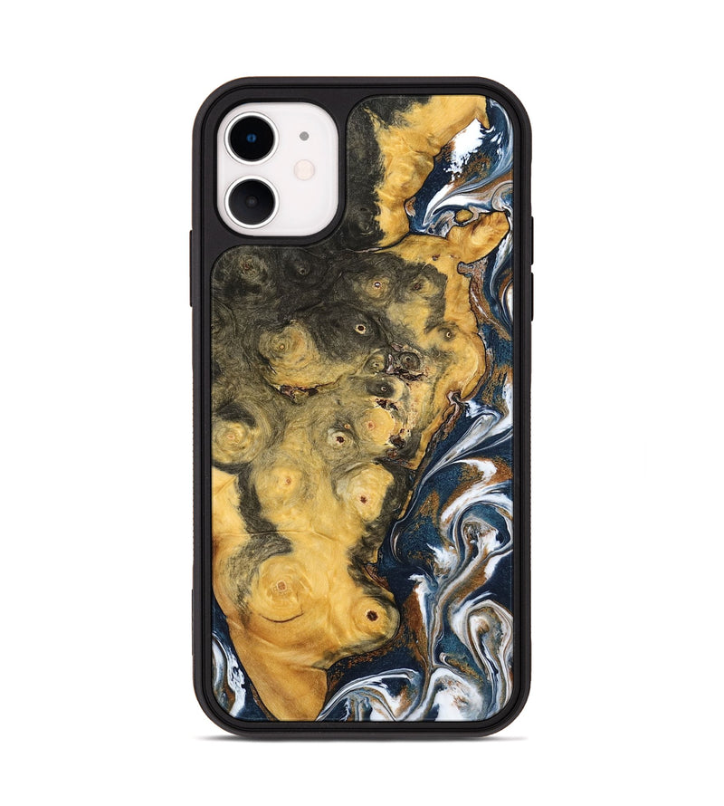 iPhone 11 Wood Phone Case - Ludwig (Teal & Gold, 798659)