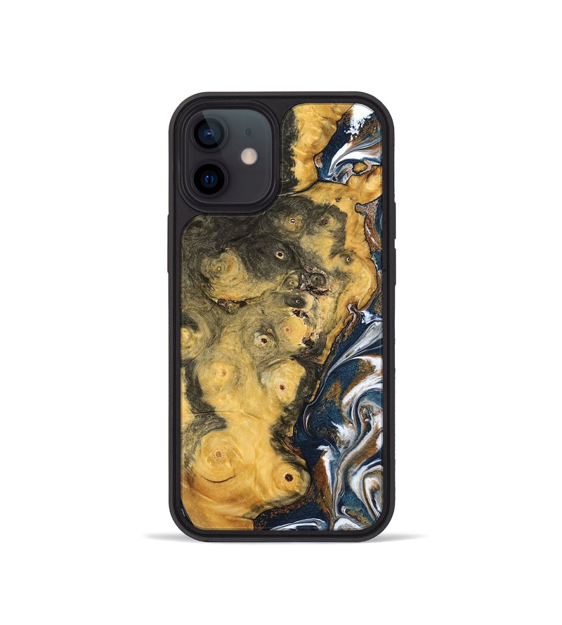 iPhone 12 mini Wood Phone Case - Ludwig (Teal & Gold, 798659)