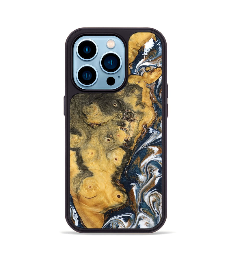 iPhone 14 Pro Wood Phone Case - Ludwig (Teal & Gold, 798659)