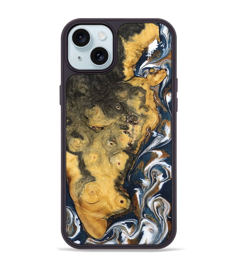 iPhone 15 Plus Wood Phone Case - Ludwig (Teal & Gold, 798659)