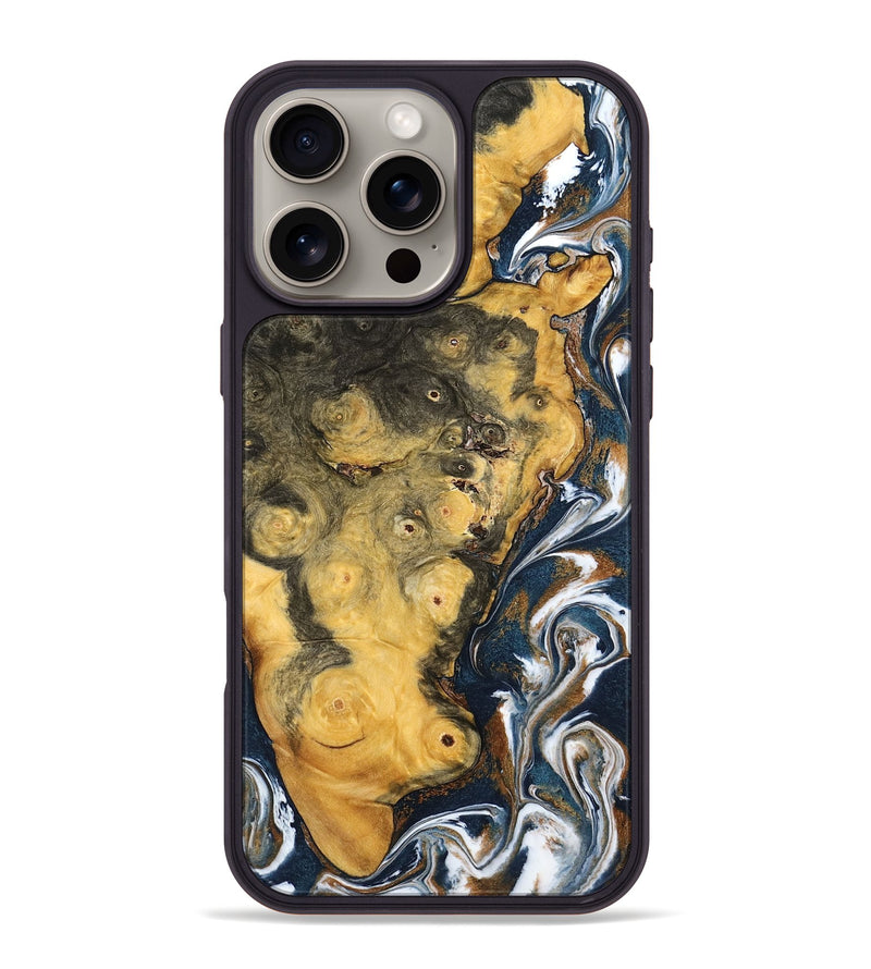 iPhone 16 Pro Max Wood Phone Case - Ludwig (Teal & Gold, 798659)