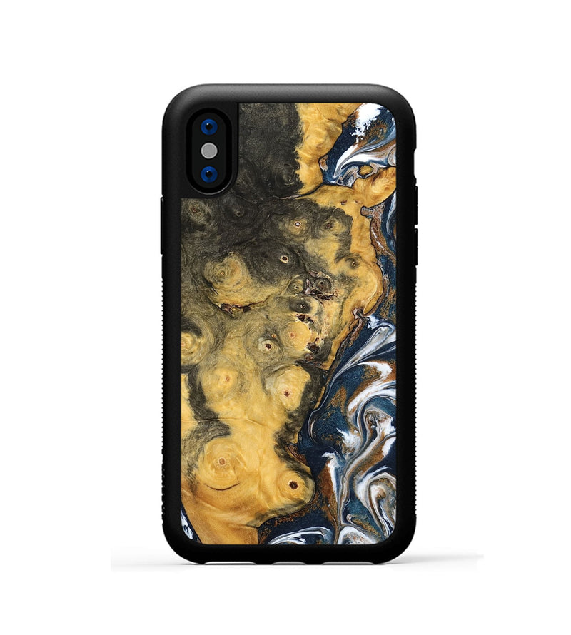 iPhone Xs Wood Phone Case - Ludwig (Teal & Gold, 798659)