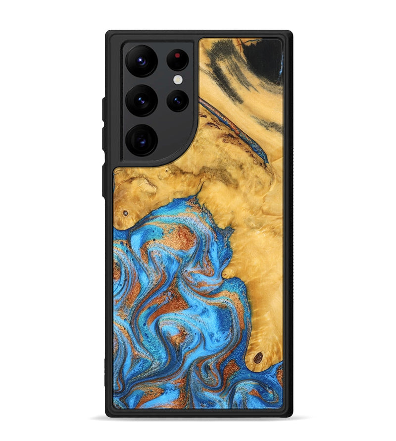 Galaxy S22 Ultra Wood Phone Case - Roxana (Teal & Gold, 798660)