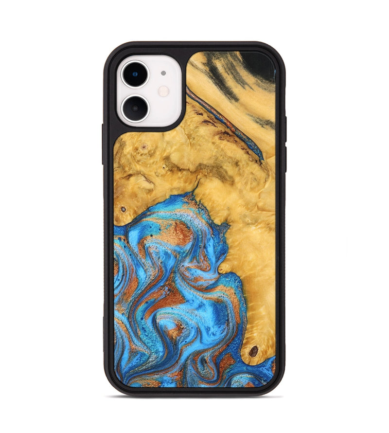 iPhone 11 Wood Phone Case - Roxana (Teal & Gold, 798660)