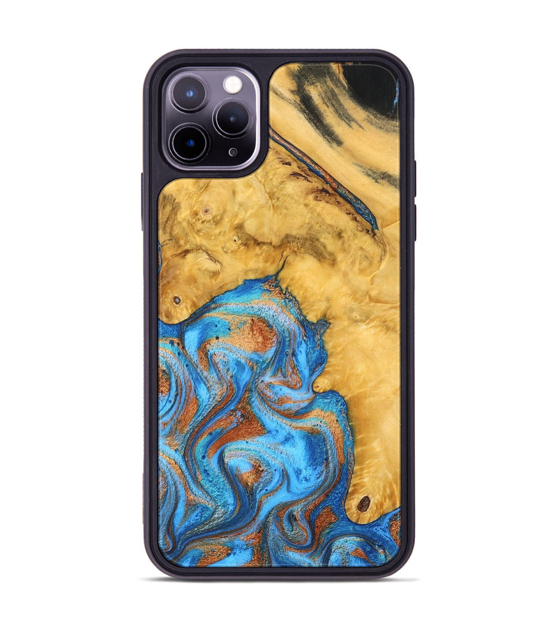 iPhone 11 Pro Max Wood Phone Case - Roxana (Teal & Gold, 798660)