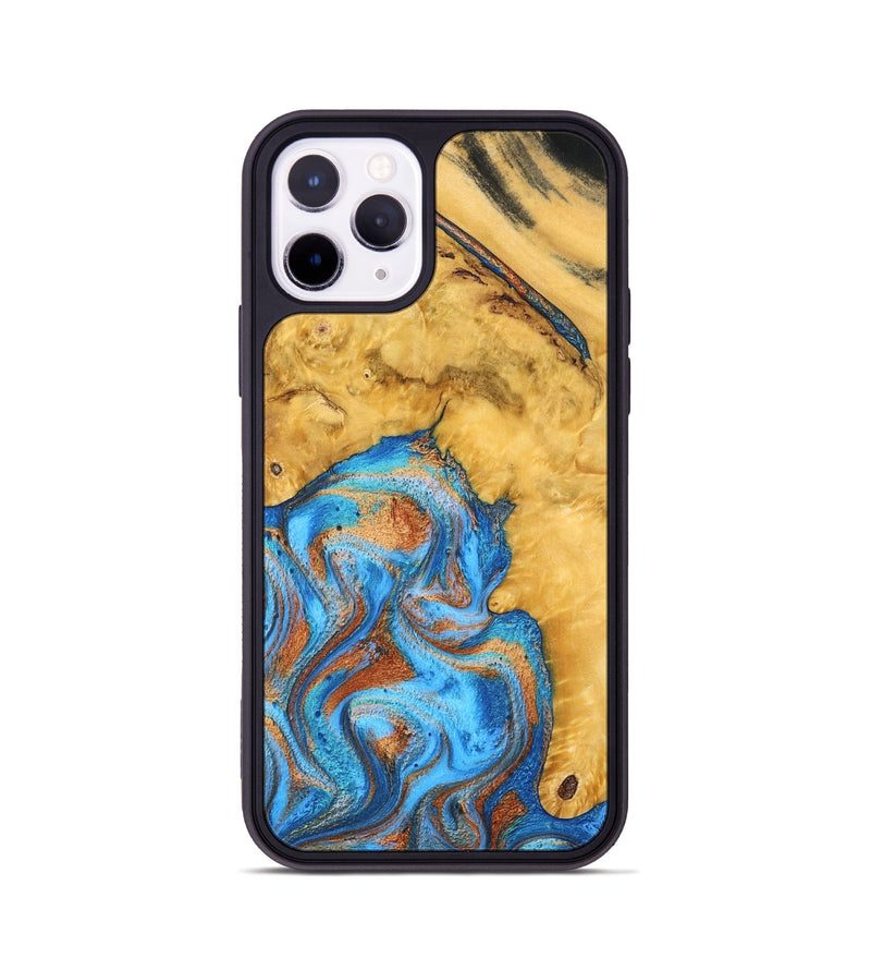 iPhone 11 Pro Wood Phone Case - Roxana (Teal & Gold, 798660)