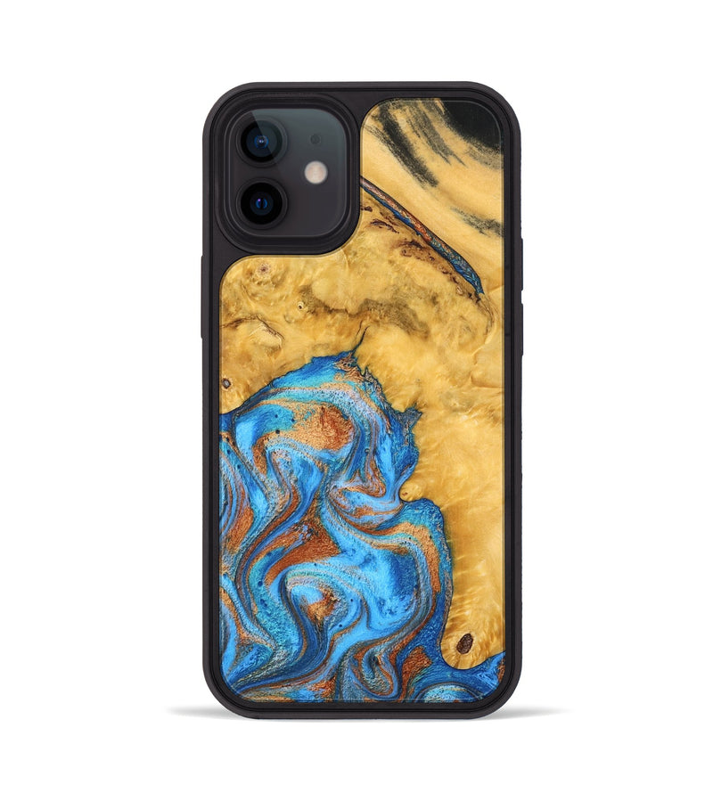 iPhone 12 Wood Phone Case - Roxana (Teal & Gold, 798660)