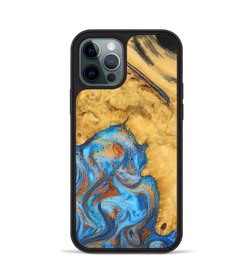 iPhone 12 Pro Wood Phone Case - Roxana (Teal & Gold, 798660)
