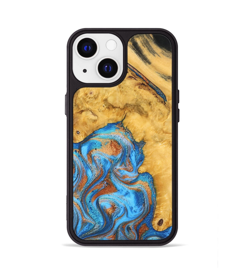 iPhone 13 Wood Phone Case - Roxana (Teal & Gold, 798660)