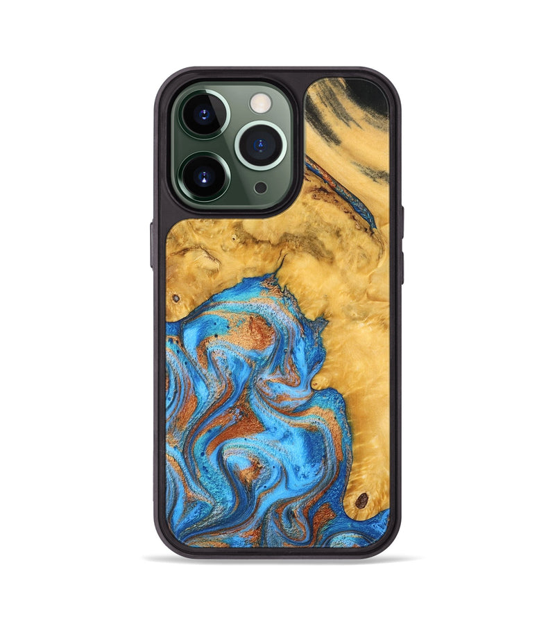 iPhone 13 Pro Wood Phone Case - Roxana (Teal & Gold, 798660)