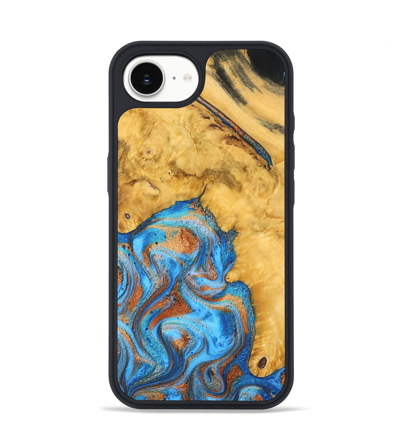 iPhone 16e Wood Phone Case - Roxana (Teal & Gold, 798660)