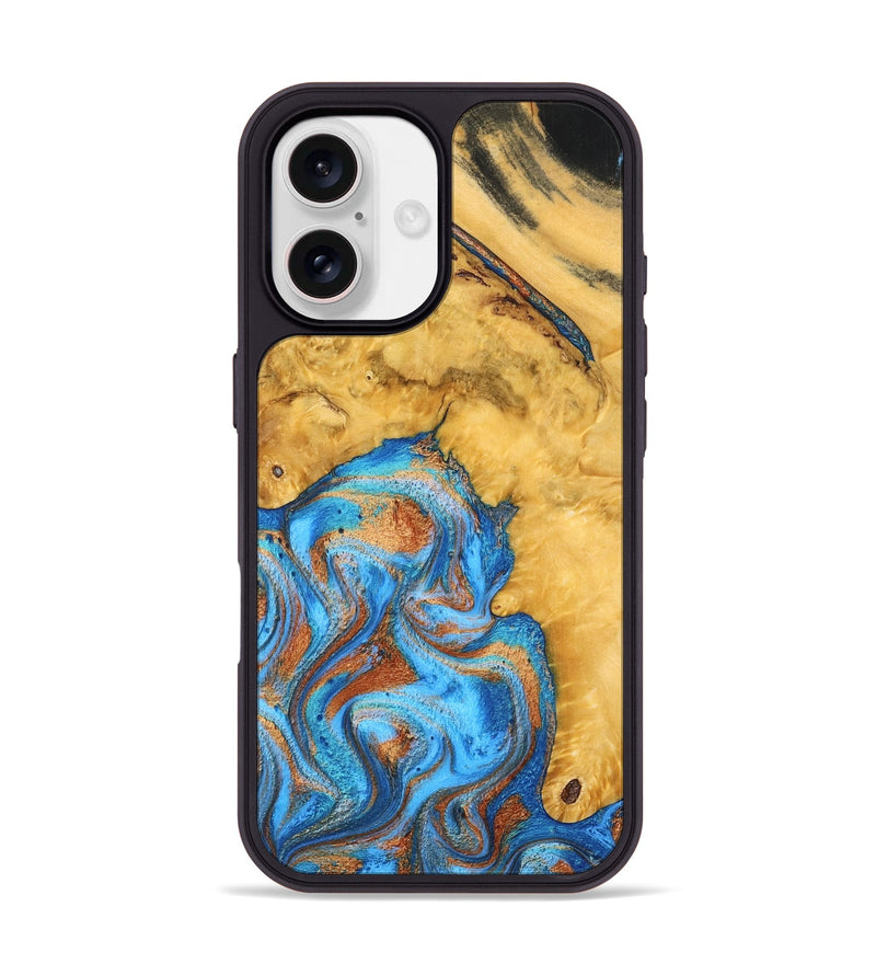 iPhone 17 Wood Phone Case - Roxana (Teal & Gold, 798660)