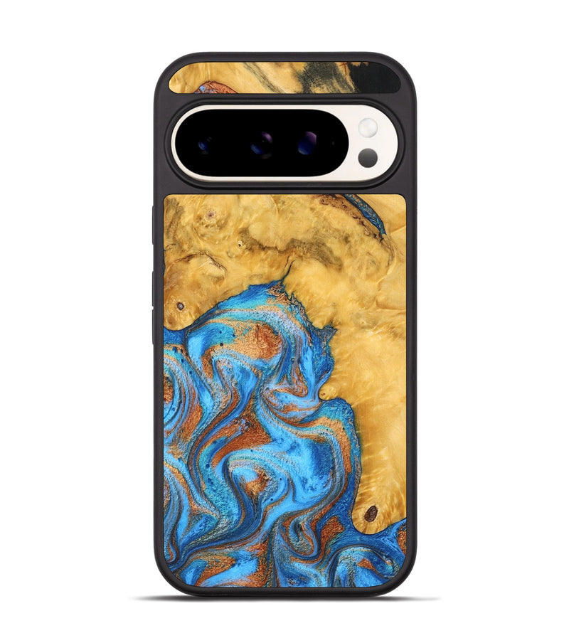 Pixel 9 Wood Phone Case - Roxana (Teal & Gold, 798660)