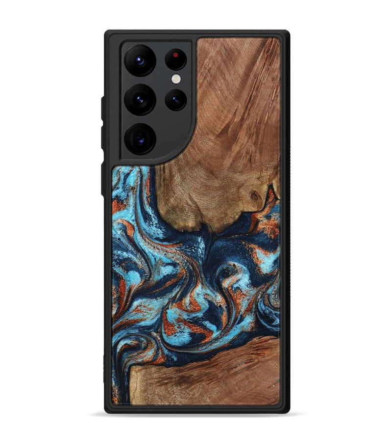 Galaxy S22 Ultra Wood Phone Case - Daisha (Teal & Gold, 798662)