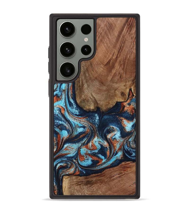 Galaxy S23 Ultra Wood Phone Case - Daisha (Teal & Gold, 798662)