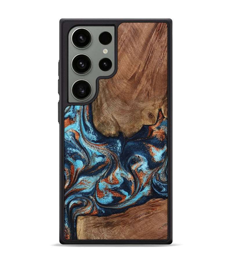 Galaxy S24 Ultra Wood Phone Case - Daisha (Teal & Gold, 798662)