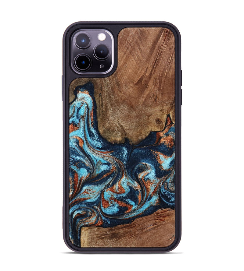 iPhone 11 Pro Max Wood Phone Case - Daisha (Teal & Gold, 798662)