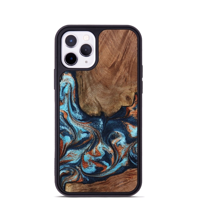 iPhone 11 Pro Wood Phone Case - Daisha (Teal & Gold, 798662)