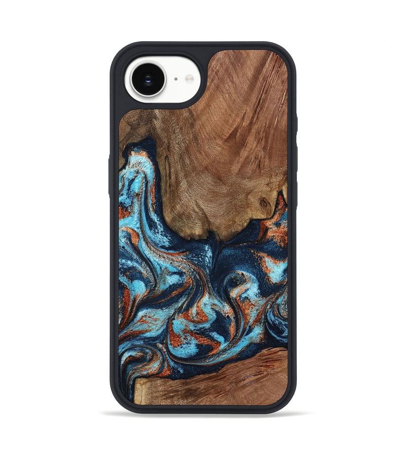 iPhone 16e Wood Phone Case - Daisha (Teal & Gold, 798662)
