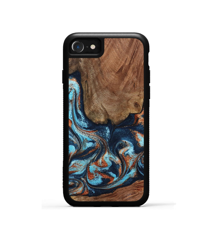 iPhone SE Wood Phone Case - Daisha (Teal & Gold, 798662)