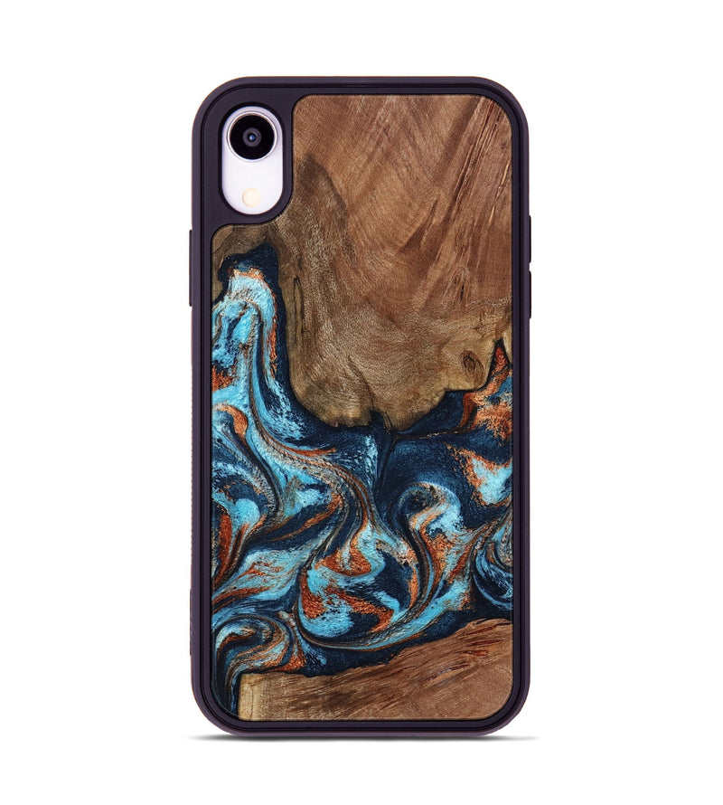 iPhone Xr Wood Phone Case - Daisha (Teal & Gold, 798662)