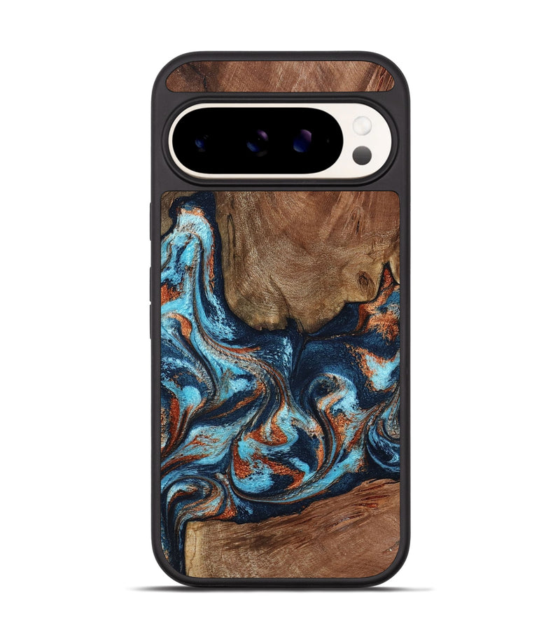 Pixel 9 Pro Wood Phone Case - Daisha (Teal & Gold, 798662)