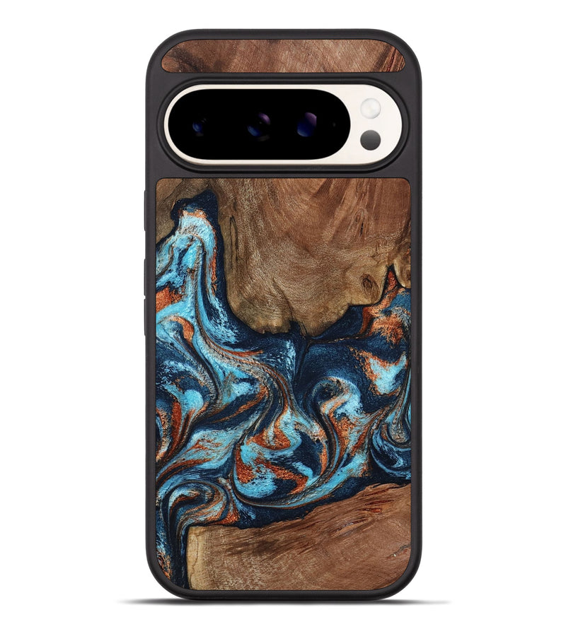 Pixel 9 Pro XL Wood Phone Case - Daisha (Teal & Gold, 798662)