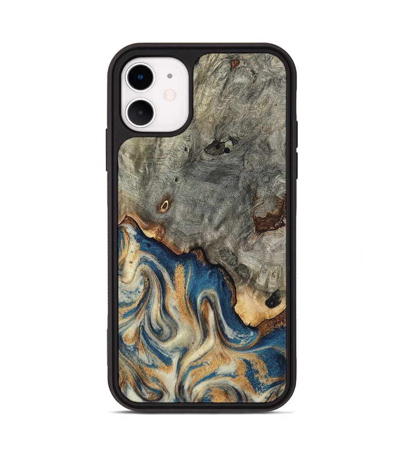 iPhone 11 Wood Phone Case - Maudie (Teal & Gold, 798663)