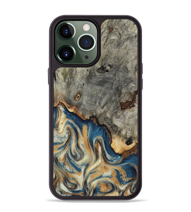 iPhone 13 Pro Max Wood Phone Case - Maudie (Teal & Gold, 798663)