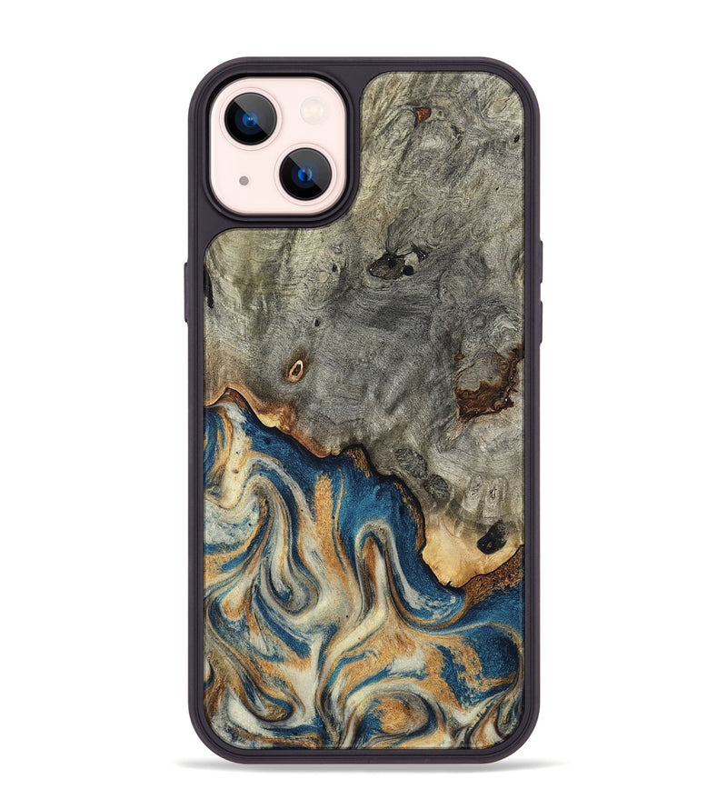 iPhone 14 Plus Wood Phone Case - Maudie (Teal & Gold, 798663)