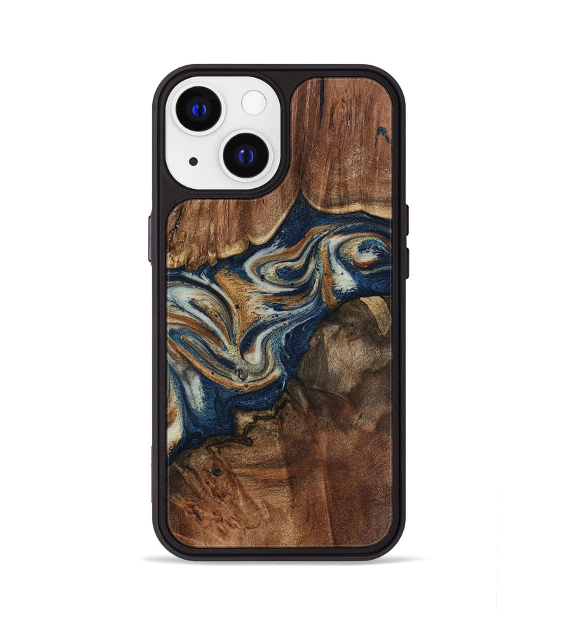 iPhone 13 Wood Phone Case - Newton (Teal & Gold, 798664)